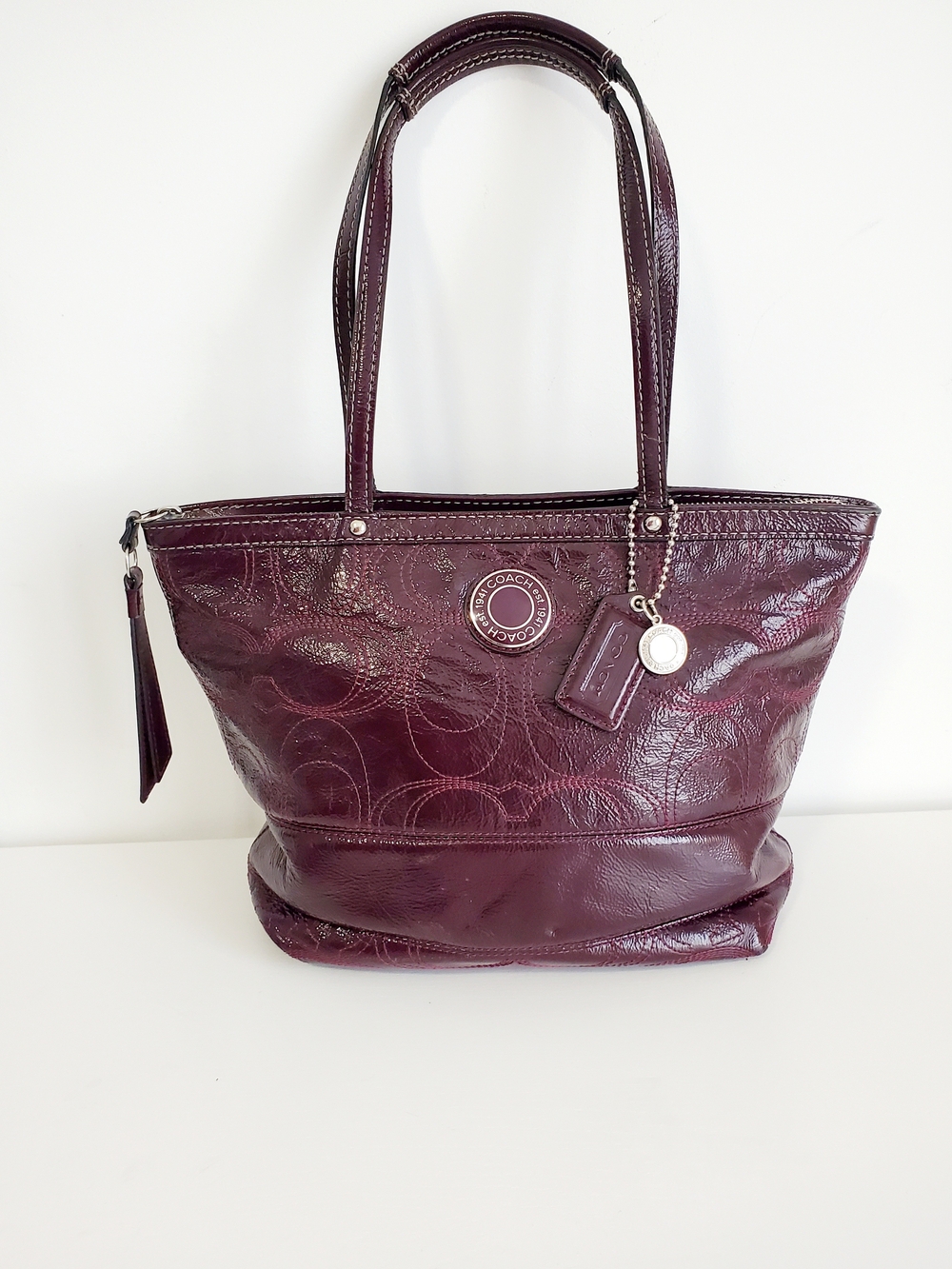 COACH Women's Signature Embossed Leather Tote - Plum